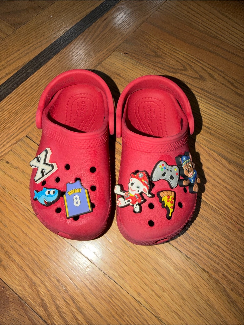 CROCS Red Kids Slip-On Clogs with Playful Jibbitz Charms